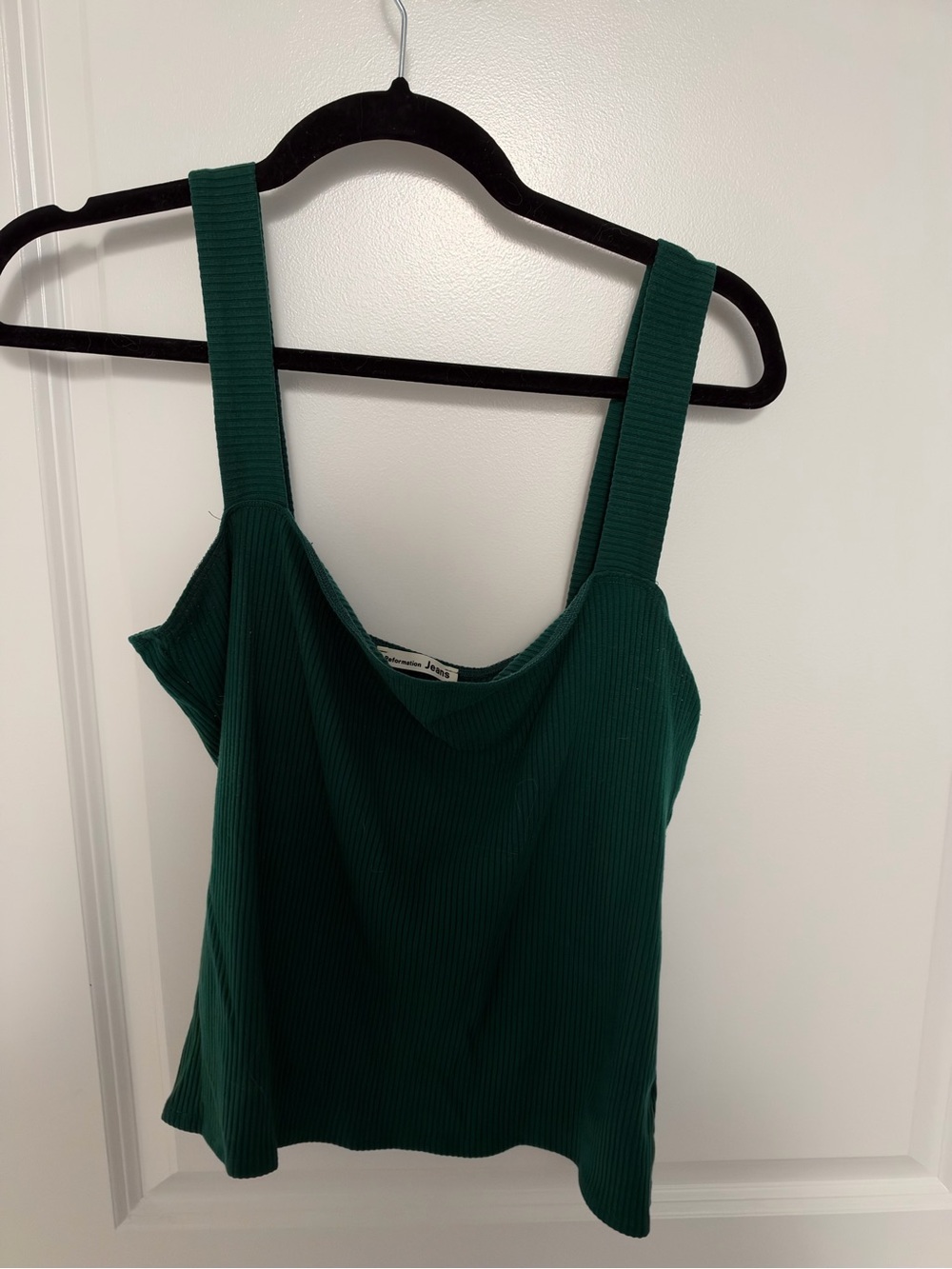 Reformation Deep Green Ribbed Tank Top